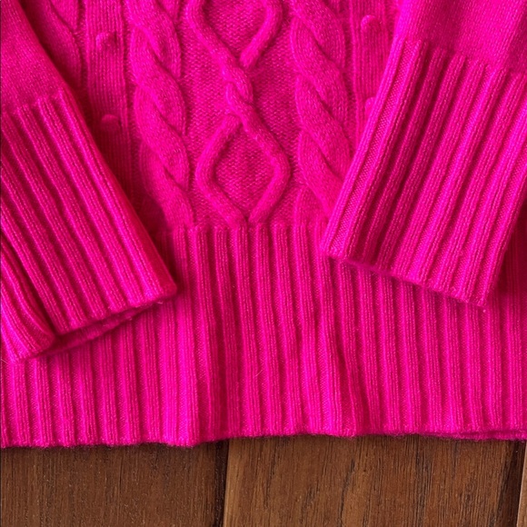 100% Cashmere Pink Cable Knit Turtleneck Sweater - Size LP - Picture 8 of 9